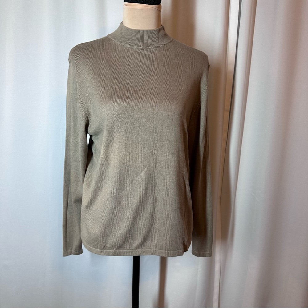 Vintage 90s Vinci‎ Clothiers Mock Neck Top Silk/Cotton Sz M Shirt Capsule Preppy